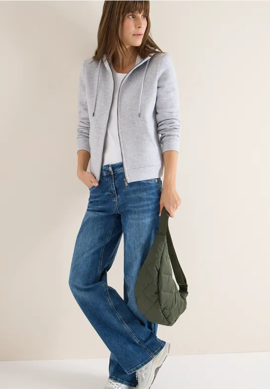 Glitzernde Hoodie Sweatjacke luna grey melange