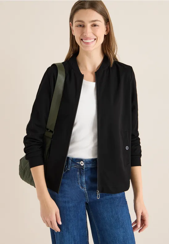 Sweat-Blouson mit Leo-Muster Black