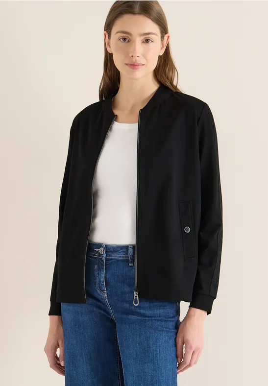 Sweat-Blouson mit Leo-Muster Black