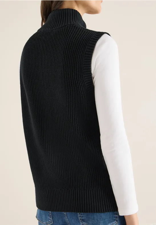 Gilet structuré avec fermeture éclair Black