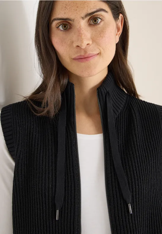 Gilet structuré avec fermeture éclair Black