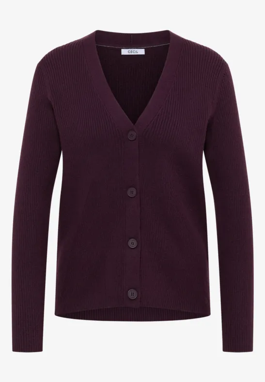 Kardigan w prążki eggplant red