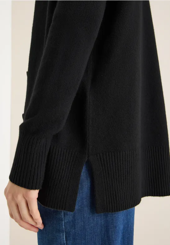 Cardigan avec patte de boutonnage Black