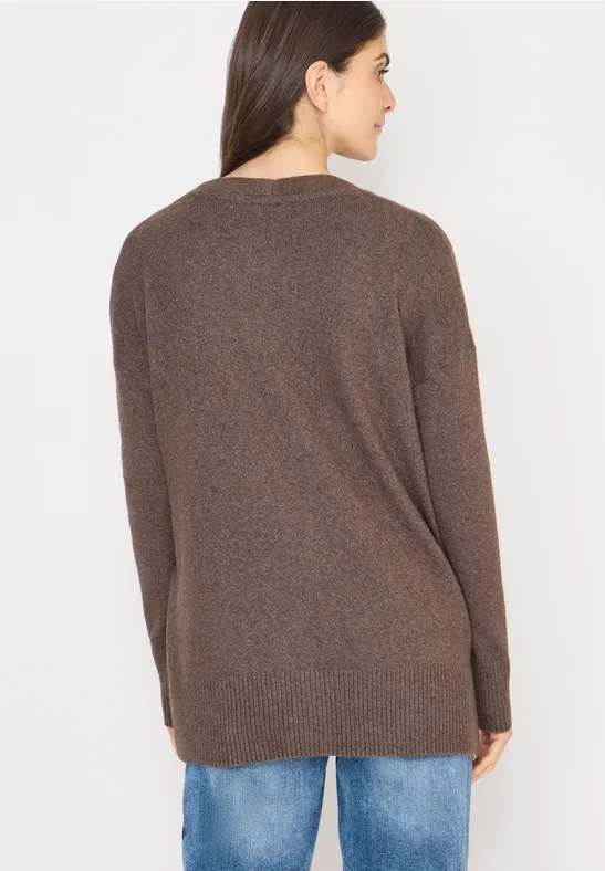 Cardigan avec patte de boutonnage mushroom taupe melange