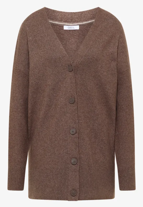 Cardigan avec patte de boutonnage mushroom taupe melange