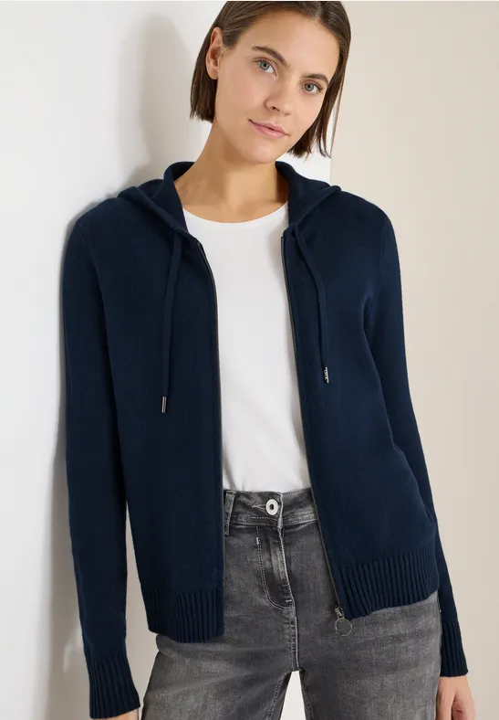 Cardigan cosy avec hoodie deep denim blue melange