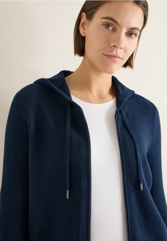 Cardigan cosy avec hoodie deep denim blue melange