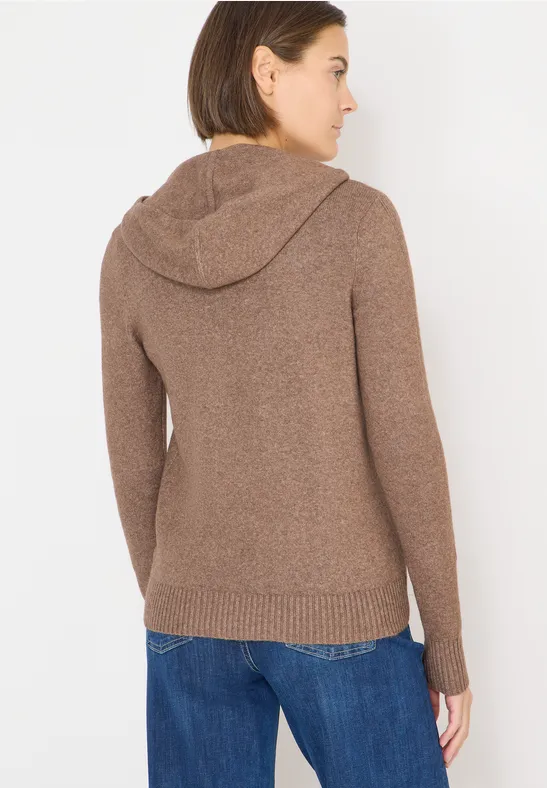 Cosy Cardigan mit Hoodie urban taupe melange