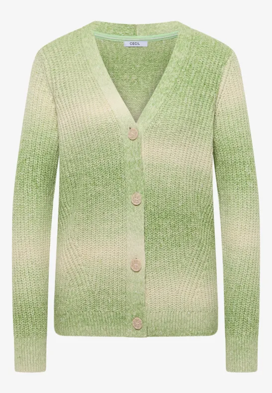 Cardigan Space Dye V-Neck bamboo green melange