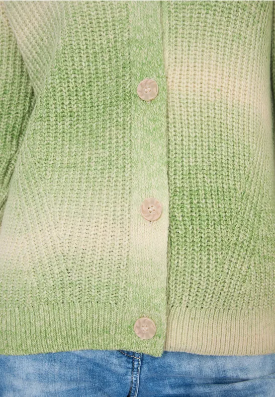 Cardigan Space Dye V-Neck bamboo green melange