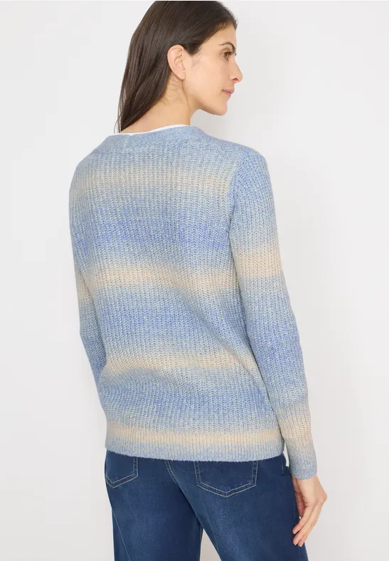 Cardigan Space Dye V-Neck fountain blue melange