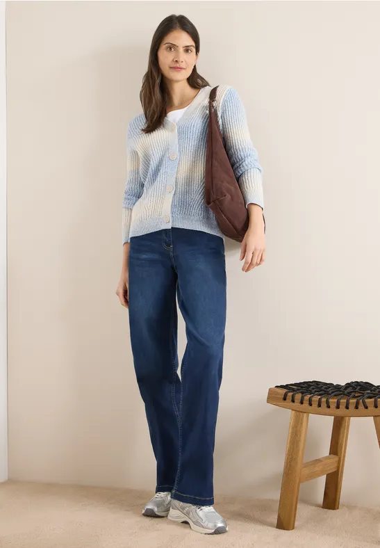 Cardigan Space Dye V-Neck fountain blue melange