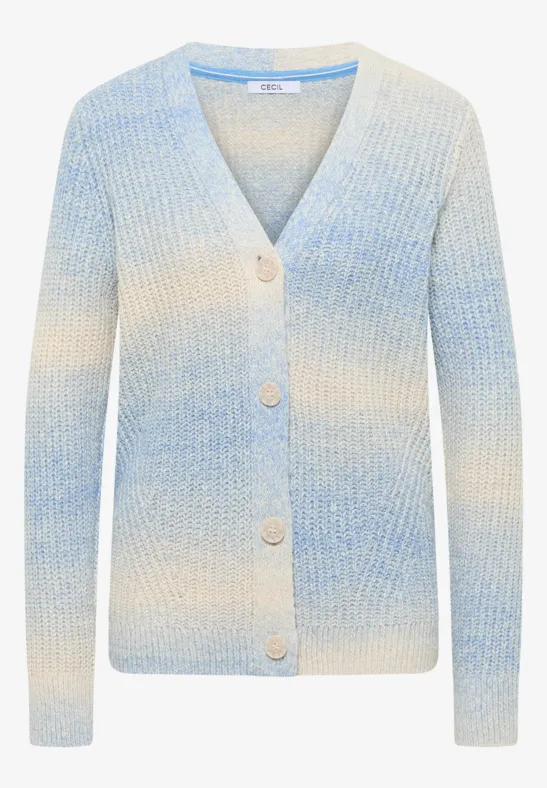 Cardigan Space Dye V-Neck fountain blue melange