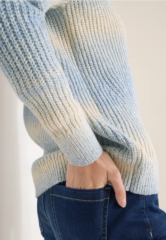 Cardigan Space Dye V-Neck fountain blue melange