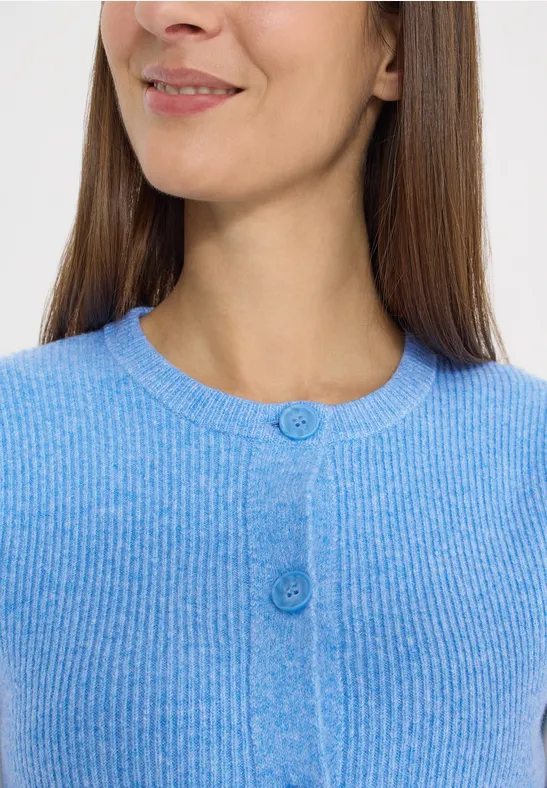 Kamizelka o strukturze w prążki fountain blue melange