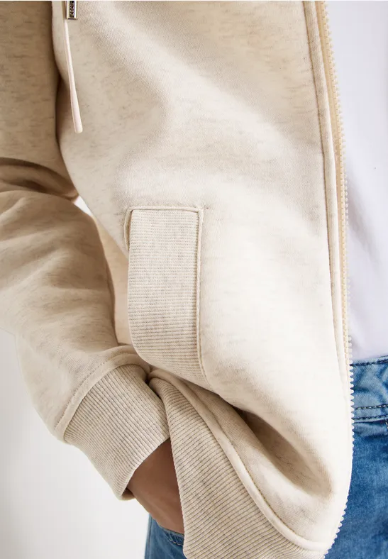 Hoodie Jacke pearl beige melange