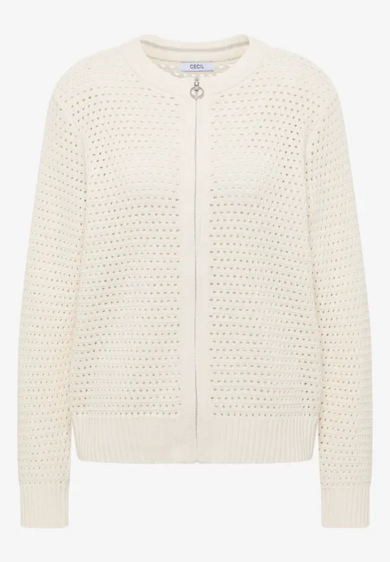 Gehaakt vest raw sand beige