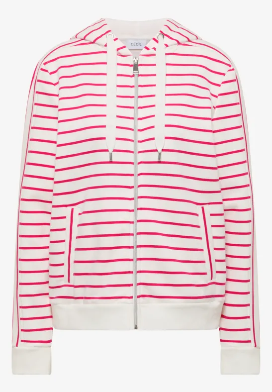Veste à capuche rayée beetroot pink