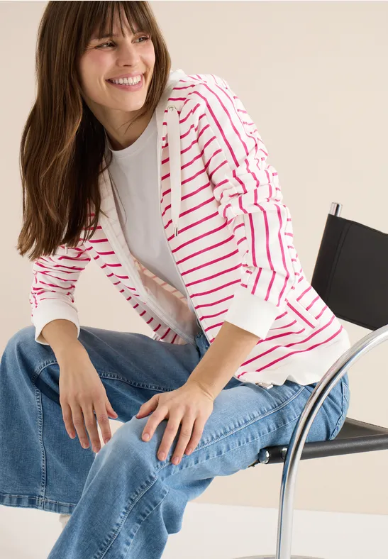 Veste à capuche rayée beetroot pink