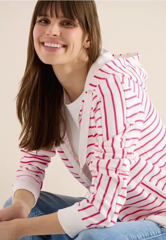 Veste à capuche rayée beetroot pink