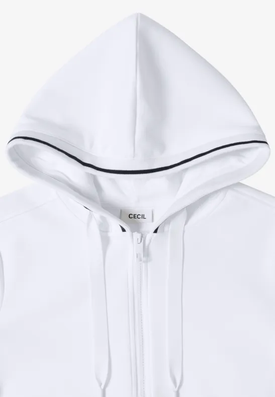 Veste sweat à manches courtes avec capuche vanilla white