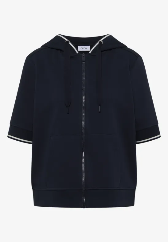 Veste sweat à manches courtes avec capuche universal blue