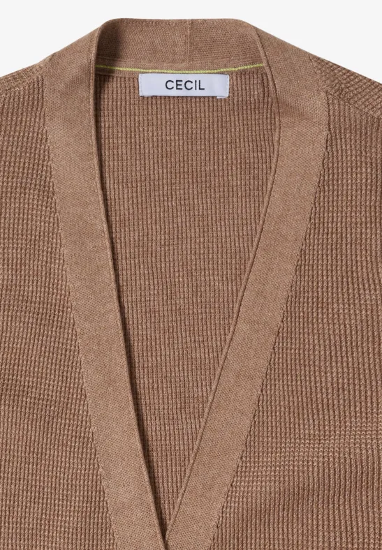 Beiger Strickcardigan mit V-Ausschnitt und CECIL-Label