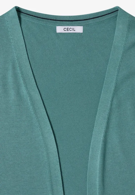 Grüner V-Ausschnitt-Pullover mit CECIL-Etikett.