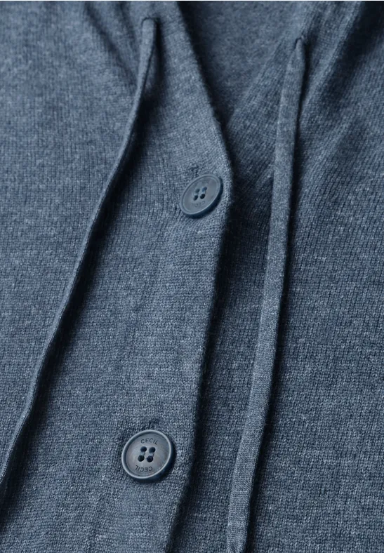 Langarm Cardigan mit Kapuze cotton blue melange