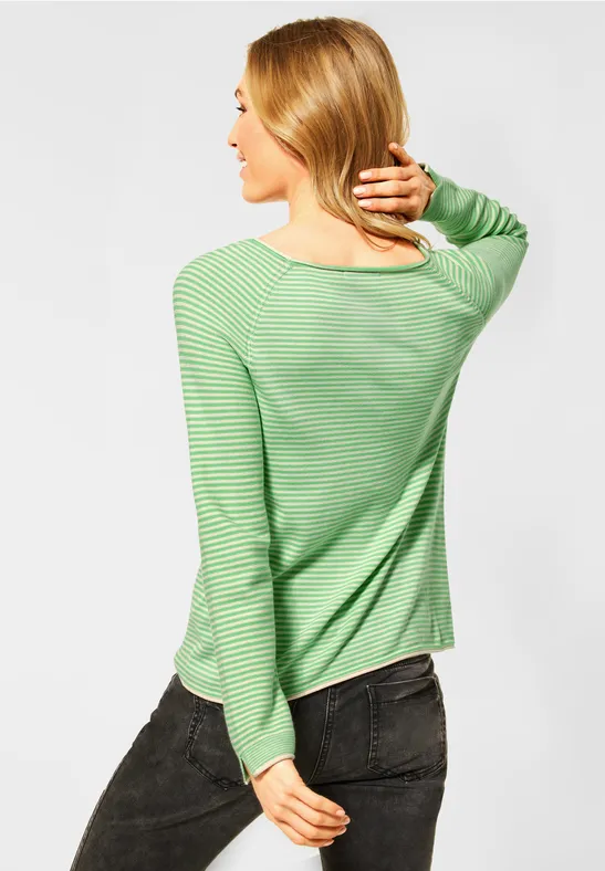 Trui met strepen neon bud green