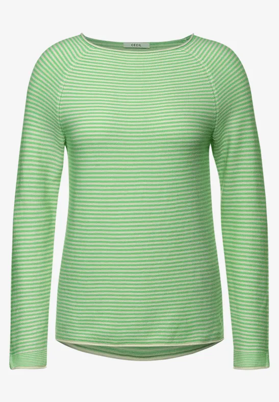 Trui met strepen neon bud green