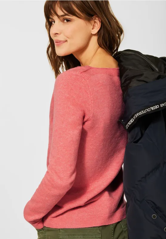 Zacht gebreide pullover rose pepper melange