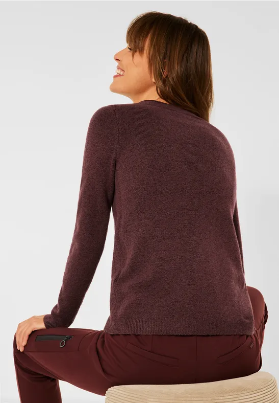 Zacht gebreide pullover dark red grape melange