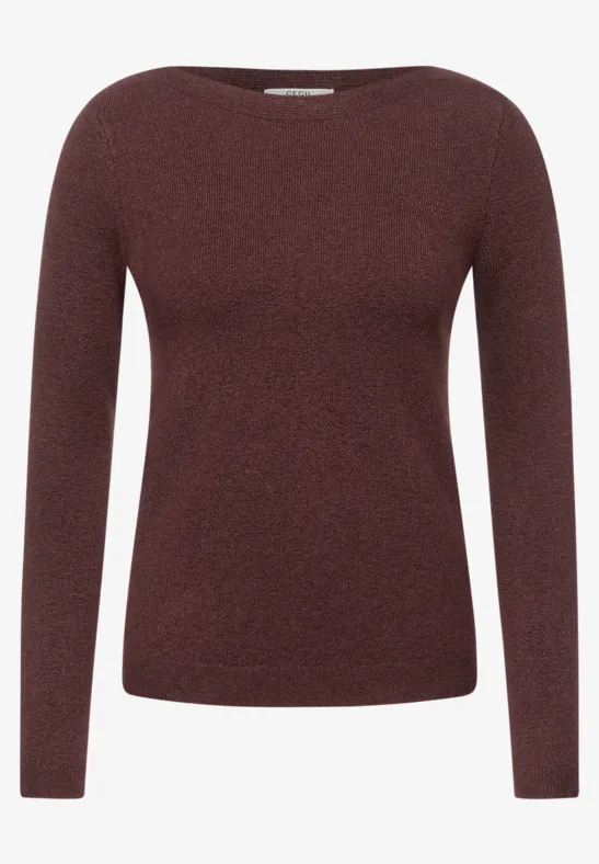 Zacht gebreide pullover dark red grape melange