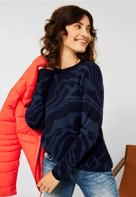 Jacquard Pullover deep blue