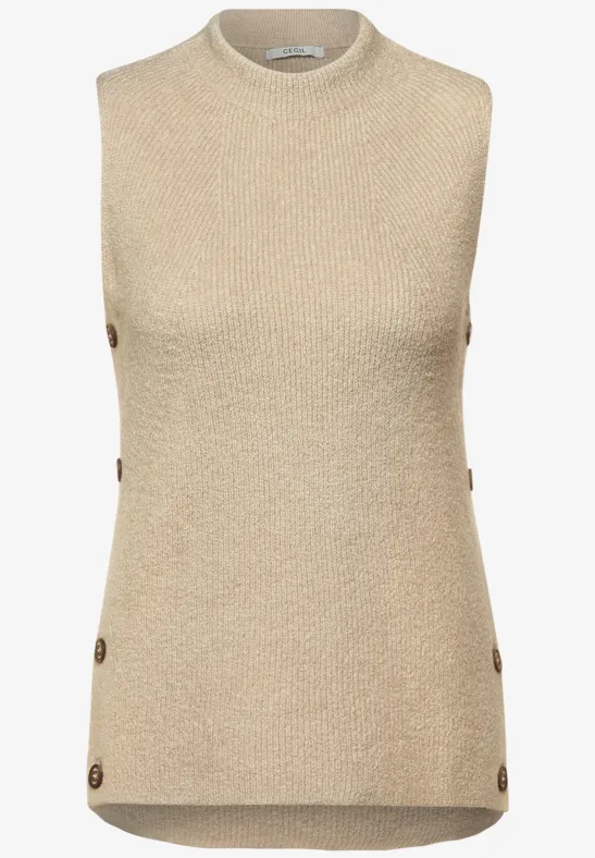 Pullunder mit Knopf Details oak wood beige melange