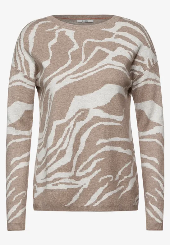 Jacquard Pullover cappuccino beige melange