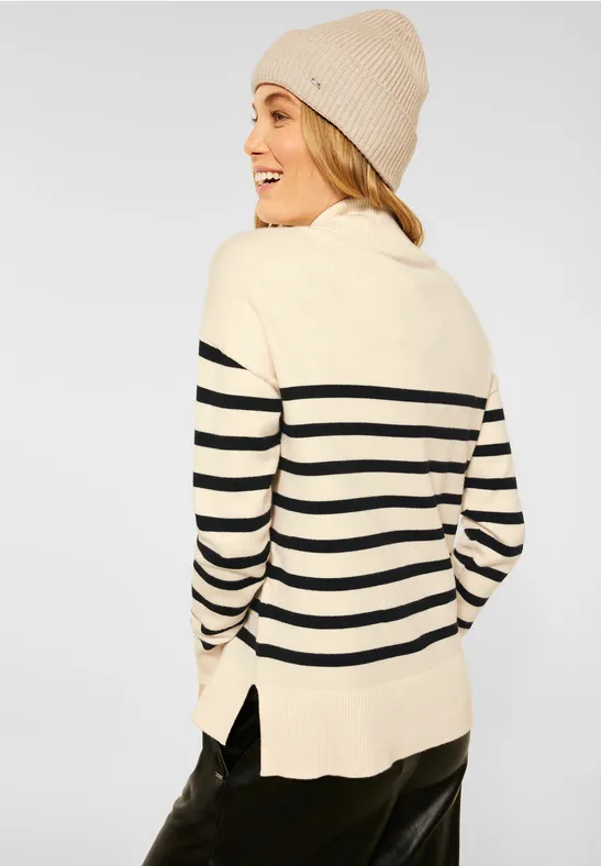Sweter z zamkiem błyskawicznym birch white melange