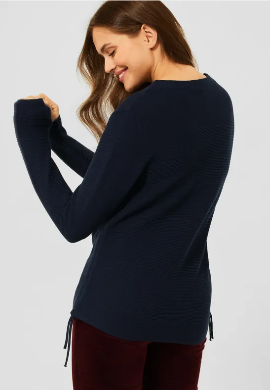 Wintertrui met structuur deep blue