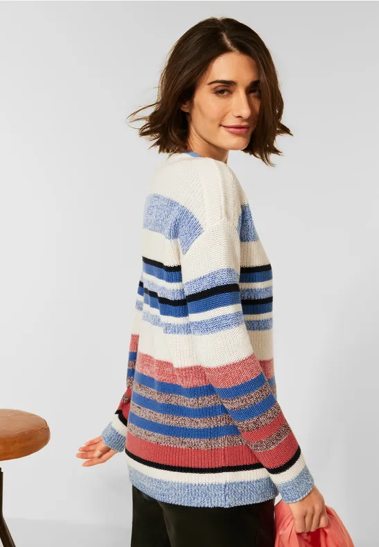 Pullover dÆhiver avec rayures birch white