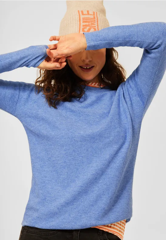 Pullover avec texture forever blue melange