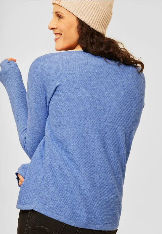 Pullover avec texture forever blue melange