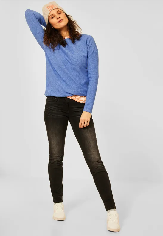 Pullover avec texture forever blue melange