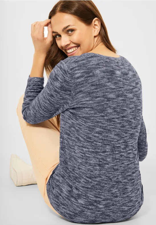 Pull en fil mouliné deep blue