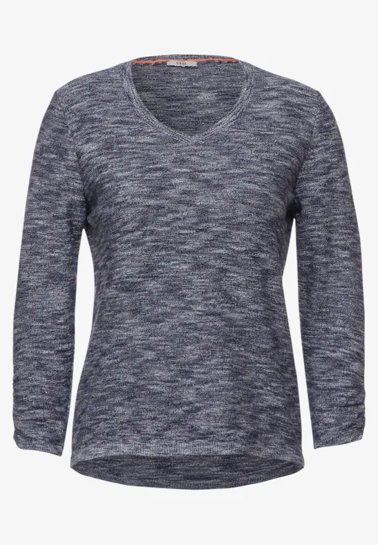 Pull en fil mouliné deep blue