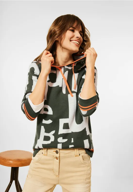 Kapuzenpullover mit Wording utility olive