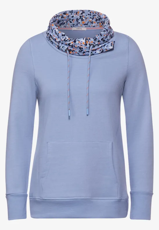 Sweatshirt mit großem Kragen light blue melange