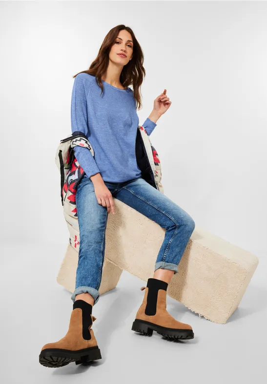 Trui in gemengde look light blue heather melange