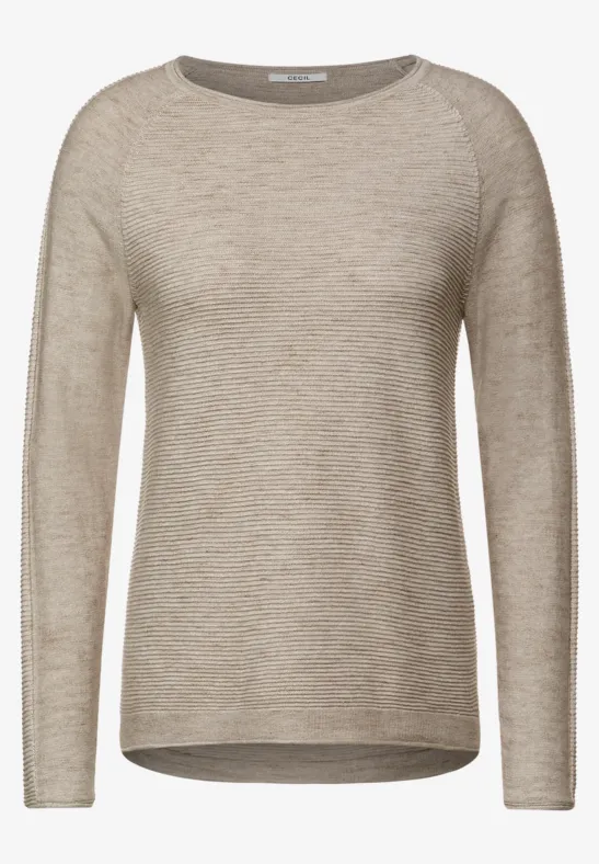 Trui in gemengde look oak wood beige heather melange