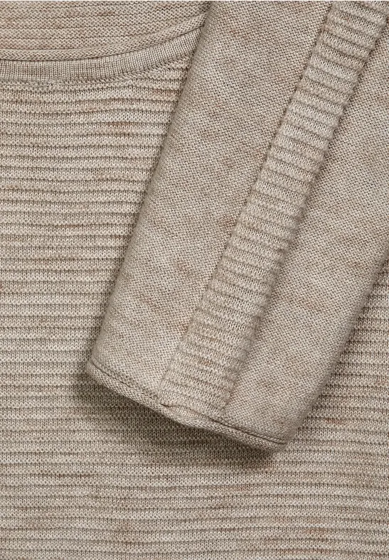 Trui in gemengde look oak wood beige heather melange